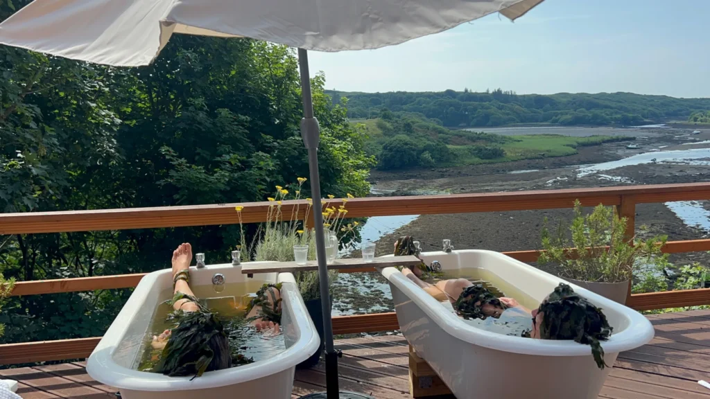 sunwise from top left: seaweed bathing with mom; first Irish waterfall cleansing; fairy pool picnic; singing the Next World; new fae friends Max, me, Wren & Gio; merengue with Rena Joy (Dime pa dónde vamo' después de la playa??)